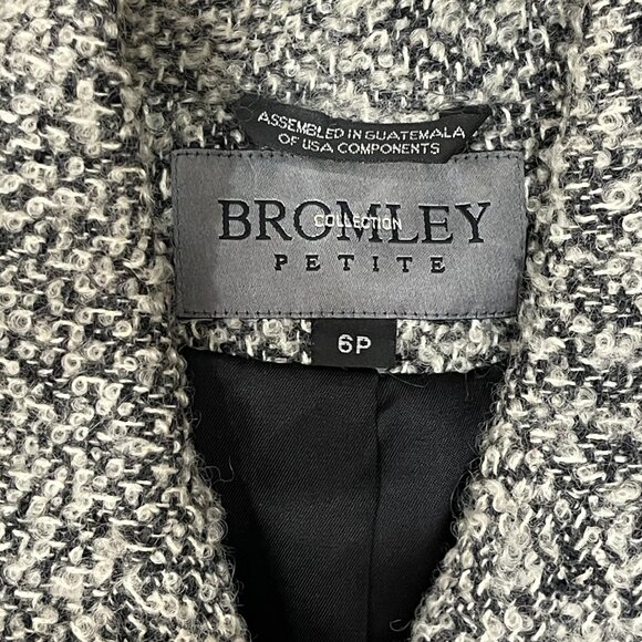 Bromley 6P Petite Coat Black White Tweed Wool Blend - Picture 6 of 8